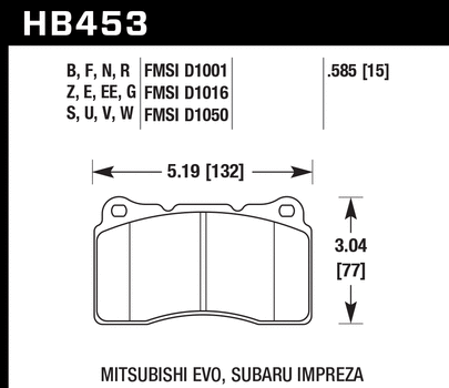 Hawk Performance Ceramic Brake Pads (Front) 03-06 Evo / 04-09 STi / 09-10 Genesis Coupe (Track Only) / 2010 Camaro SS / 08-09 Pontiac G8 GX HB453Z.585